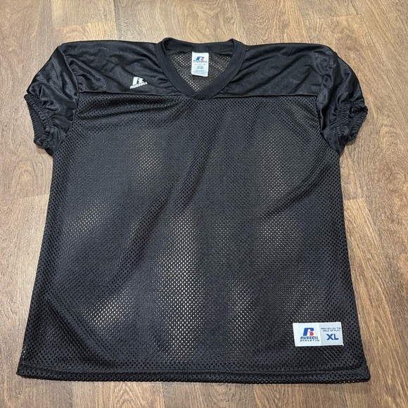 Russell Athletic Football Jersey V Neck Mesh Short Sleeve Top Youth XL Black - Picture 2 of 7